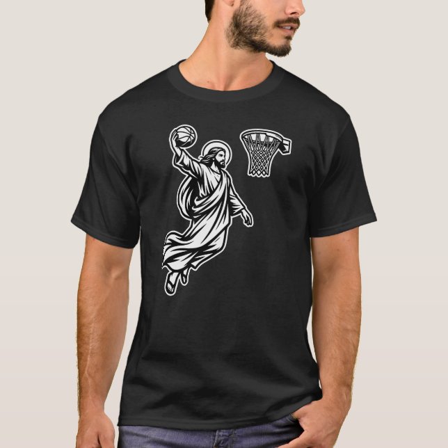 Camiseta Jesus Basketball Dunk - Sports Satire (Anverso)
