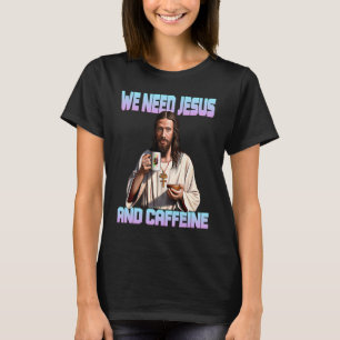 Camiseta Jesús bebiendo Café Cafeína y Fe 1