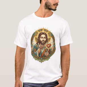 Camiseta Jesús Besando Corazón Rojo Botón Me Gusta Humor_1