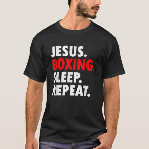 Camiseta Jesús Boxing Sleep Repetir Hobby de Novedad