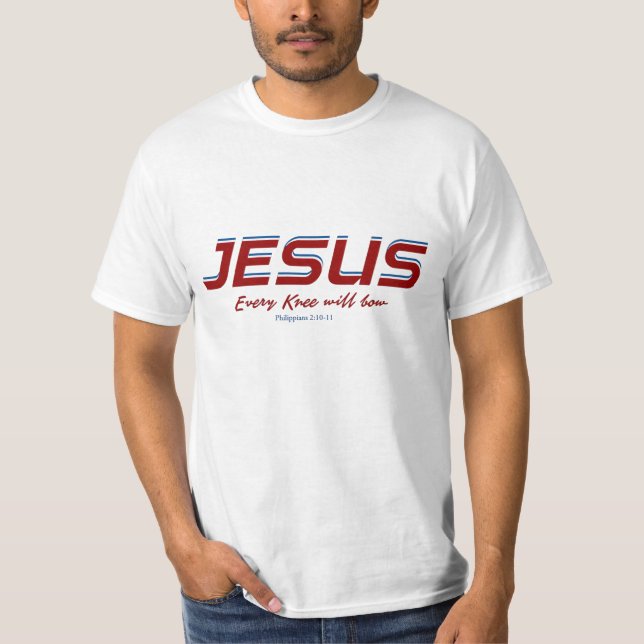Camiseta Jesús Cada rodilla doblará a los filipinos 2:10-11 (Anverso)
