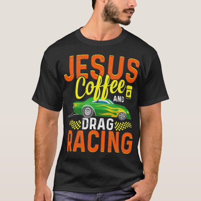 Camiseta Jesús Café Y Carreras De Arrastrar (Anverso)