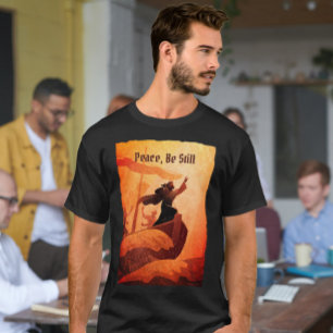 Camiseta Jesús calmó la tormenta   Biblia Verse Negro