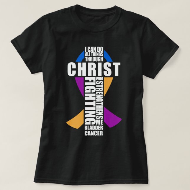 Camiseta Jesús Cáncer de vejiga Tee Cristiano Puedo Hacer T (Diseño del anverso)