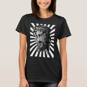 Camiseta Jesús Cara Ampliada Y Arte De Rayos Solares