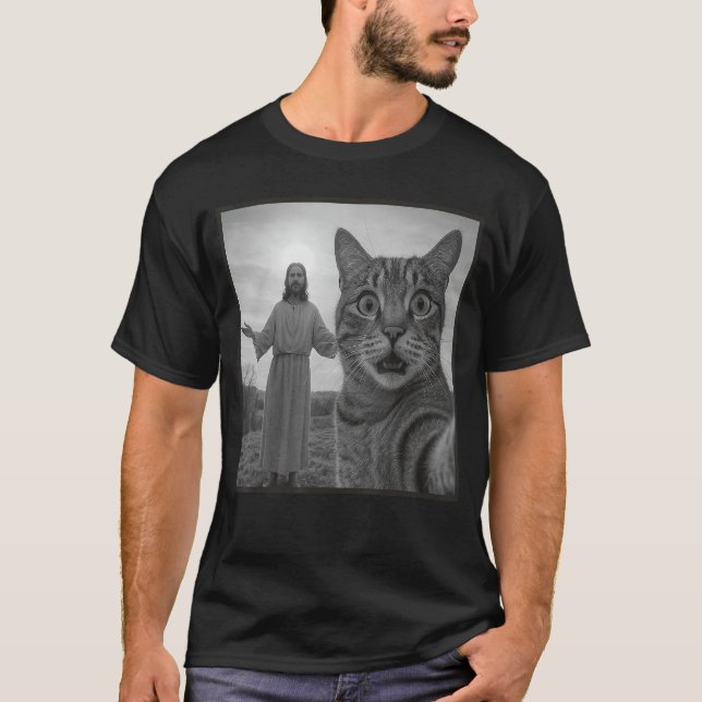 Camiseta Jesus Cat Sie Funny Religious Meme Photo retro (Anverso)