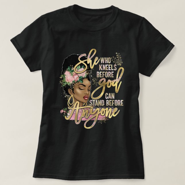 Camiseta Jesús Chica Negro Ella Que Se Arena Ante Dios Chri (Diseño del anverso)
