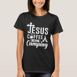 Camiseta Jesús Coffee Camping Lover Graciosos Regalos de Ca