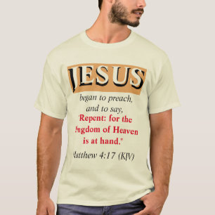 Camiseta JESÚS Comenzó A Predicar: Arrepentíos. Rojo, blanc