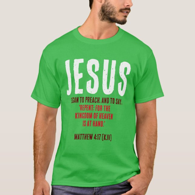 Camiseta JESÚS Comenzó A Predicar. Colores navidades (Anverso)