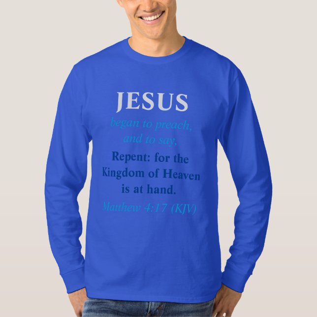 Camiseta JESÚS Comenzó A Predicar - Navidades Blue Modern (Anverso)