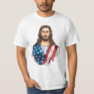 Camiseta Jesús con bandera estadounidense