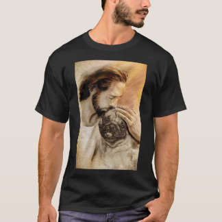 Camiseta Jesús con perro de pug Pug Perro Lover127