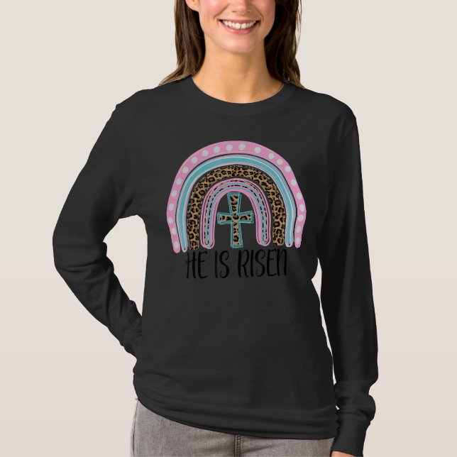 Camiseta Jesús Cristiano Cruce Arcoiris Se Levanta Feliz Ea (Anverso)
