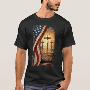Camiseta Jesús Cristiano cruza Bandera Patriótica Estadouni