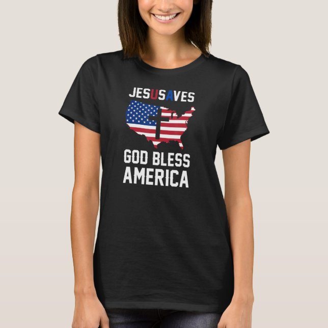 Camiseta Jesús Cristiano Esconde Patriótico Ee.Uu. Dios Ben (Anverso)