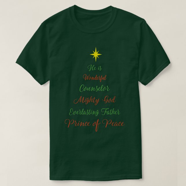 Camiseta Jesús Cristiano Escritura del Árbol de Navidad Isa (Diseño del anverso)