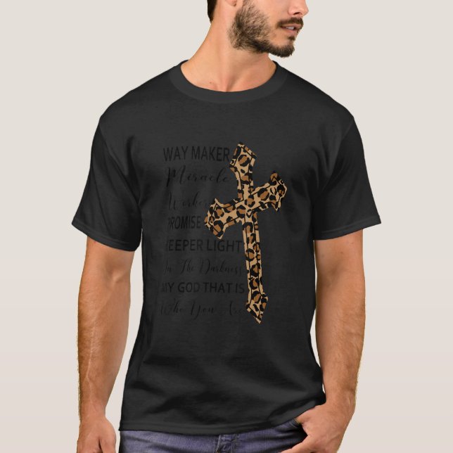 Camiseta Jesus Cross Leopard Faith Christian My God Who You (Anverso)