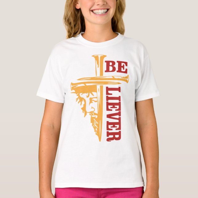 Camiseta Jesus Cross Nail Design – Powerful Christian (Anverso)