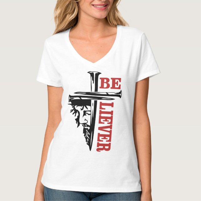 Camiseta Jesus Cross Nail Design – Powerful Christian (Anverso)