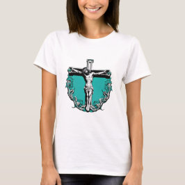 Camiseta Jesús Crucifixion Navidades de Pascua Verde azulad