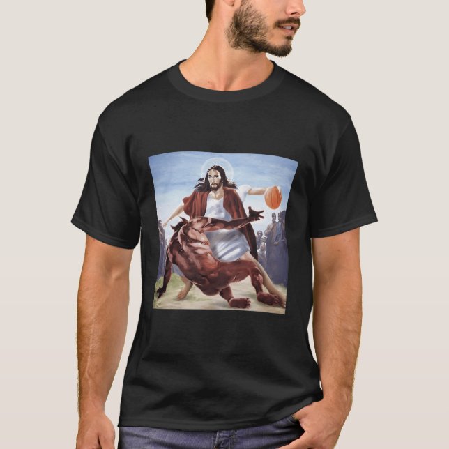 Camiseta Jesús Cruzando El Demonio Cristiano (Anverso)