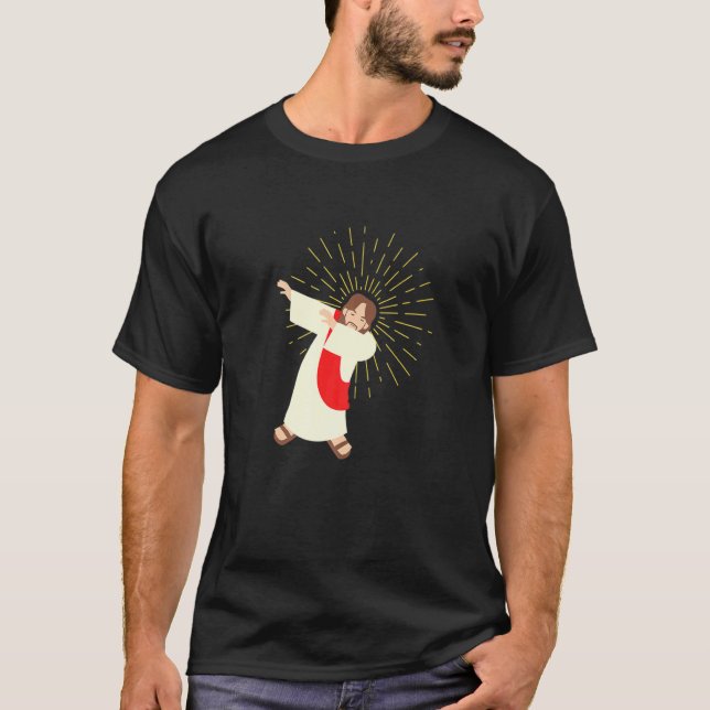Camiseta Jesús Dabbing Gesture Dab Dance Sun Rays Religioso (Anverso)