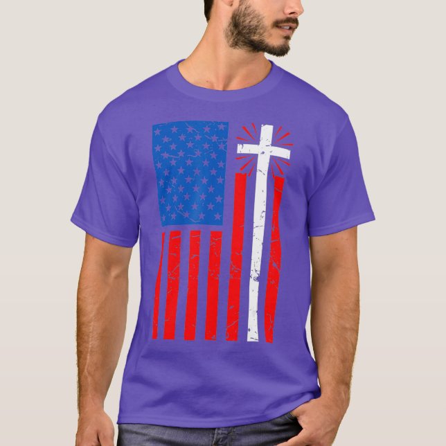 Camiseta Jesús de la Cruz de la Bandera Americana Cristiana (Anverso)