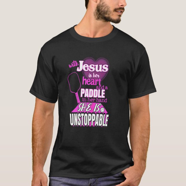 Camiseta Jesús De Mujeres Y Un Paddle De Bolas De Picklebal (Anverso)