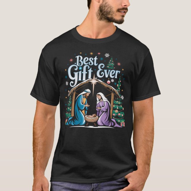Camiseta Jesús de Navidad - Traje de Navidad de Feliz Crist (Anverso)