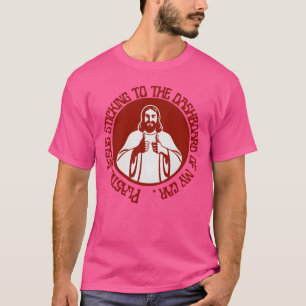 Camiseta Jesús de plástico pegado al salpicadero de mi coch
