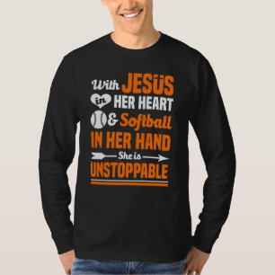 Camiseta Jesús De Softbol En Su Corazón Es Imparable