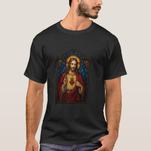 Camiseta Jesús de Vidrio Emplomado Corazón Sagrado