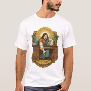 Camiseta Jesús Dejó la Pluma Detrás del Pesado Escritorio H