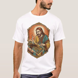 Camiseta Jesús derrama café en teclado mecánico Tecnología