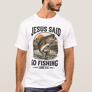 Camiseta Jesús dijo ve a pescar vintage bajo cristiano