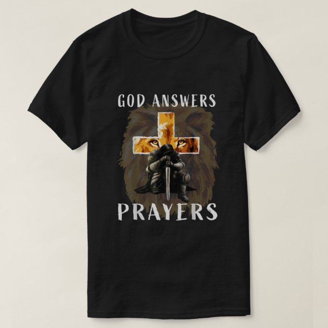 Camiseta Jesús Dios Responde Oraciones Guerreros Hombres Cr (Diseño del anverso)