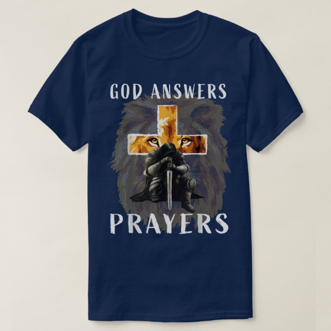 Camiseta Jesús Dios Responde Oraciones Guerreros Hombres Cr (Diseño del anverso)