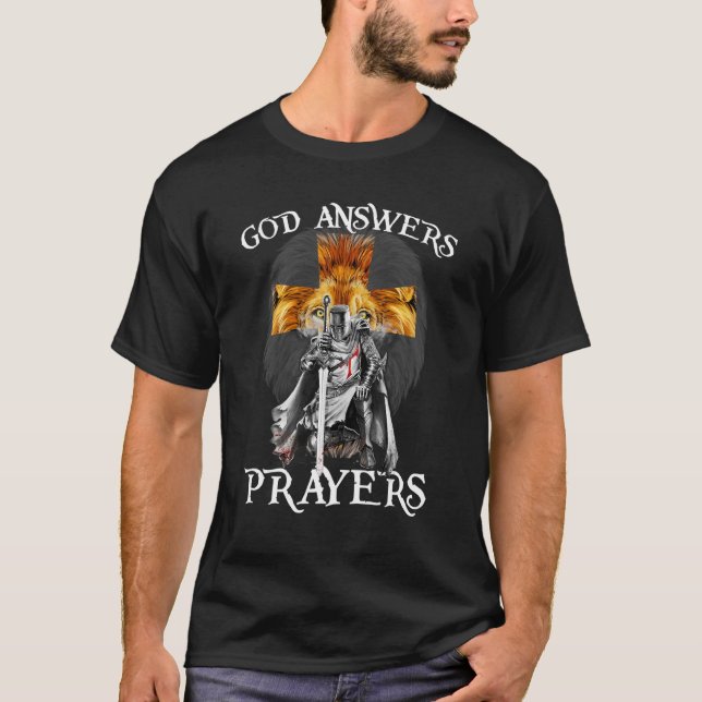 Camiseta Jesús Dios Responde Oraciones Guerreros Hombres Cr (Anverso)