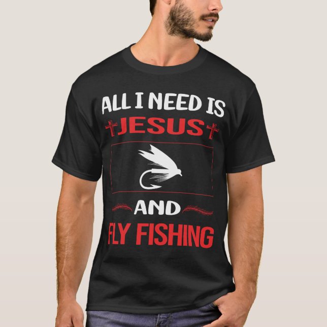 Camiseta Jesús divertido pesca con mosca (Anverso)