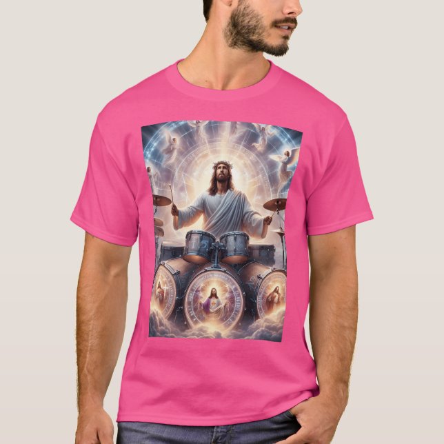 Camiseta Jesús Drummer Jesús tocando tambores (Anverso)