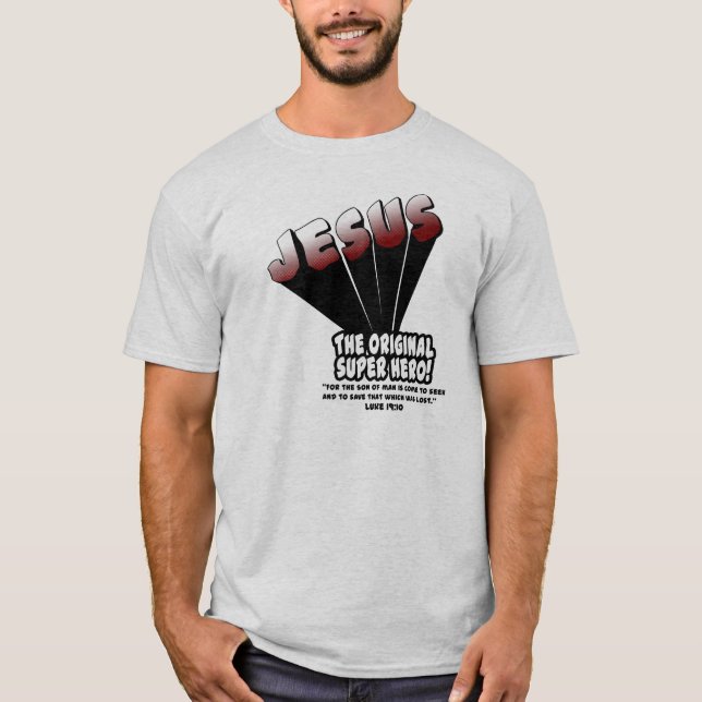 Camiseta Jesús: El 19:10 original de Lucas del superhéroe (Anverso)