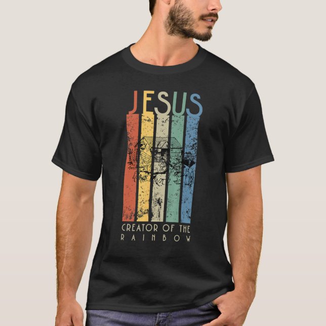 Camiseta Jesús El Creador Del Arcoiris Noé Y El Arca (Anverso)