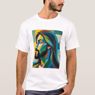 Camiseta Jesús en cubismo verde 6