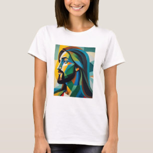 Camiseta Jesús en el cubismo verde 6