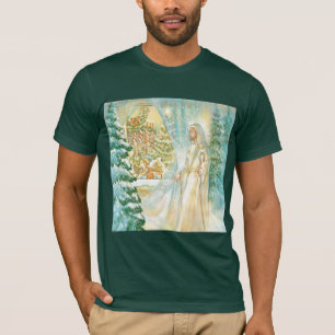 Camiseta Jesús en el navidad que mira con el velo de la