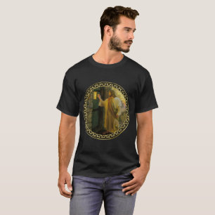 Camiseta Jesús en su efecto metalizado de oro de la puerta