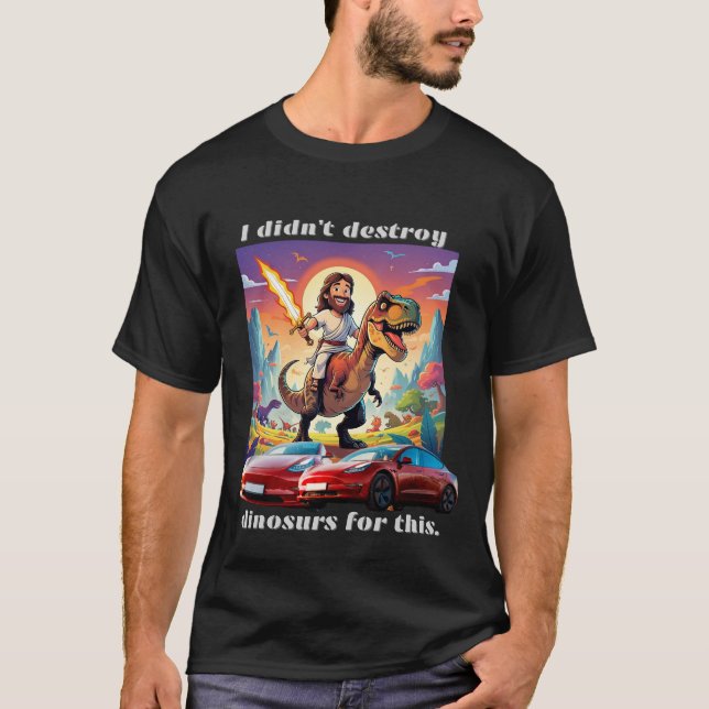 Camiseta Jesús en Trex vs auto eléctrico (Anverso)