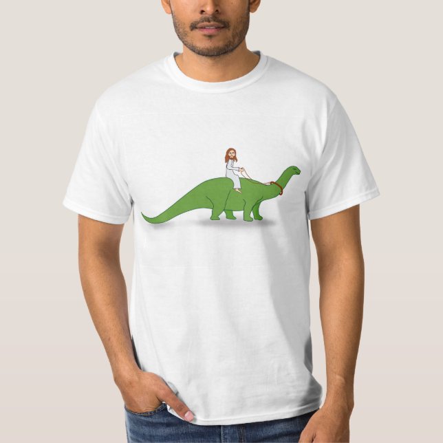 Camiseta Jesús en un Brontosaurus (Anverso)