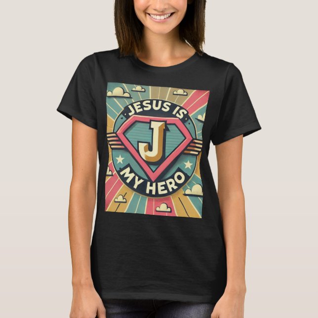 Camiseta Jesús es el diseño cómico de las superheroínas de  (Anverso)